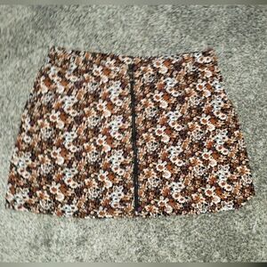 Arizona Jean Co| Floral Retro Corduroy Skirt with Zipper and Pockets